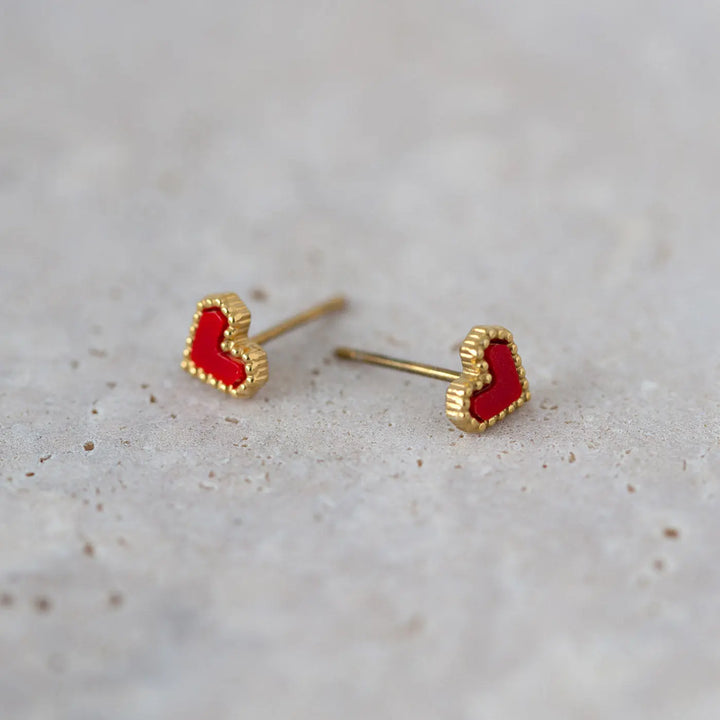 Sarah - Red Heart Stud Earring Stainless Steel Timi of Sweden