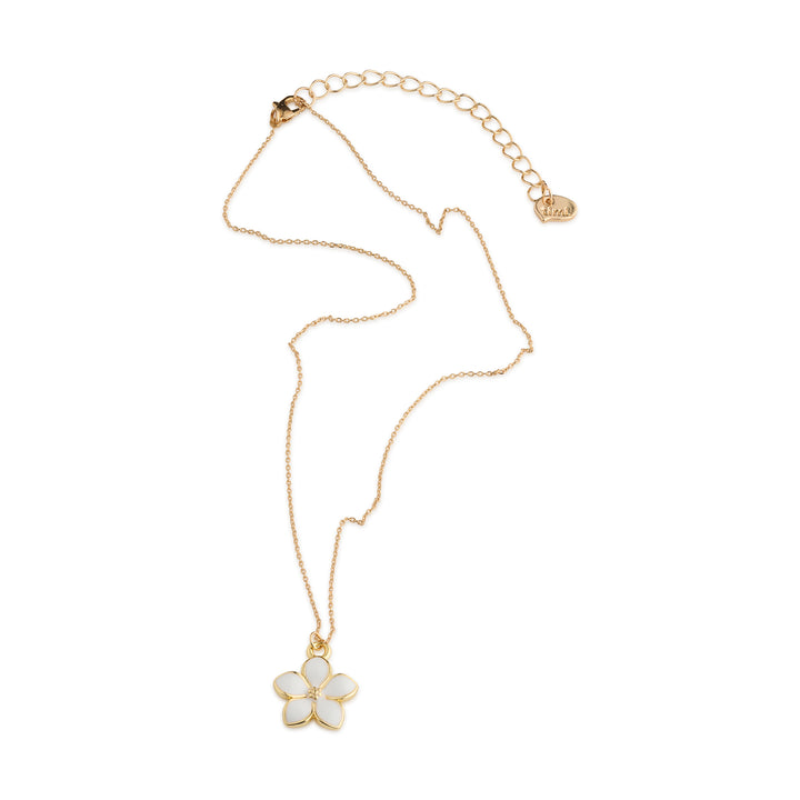 Gene - Hängande Halsband Emaljblomma Vit