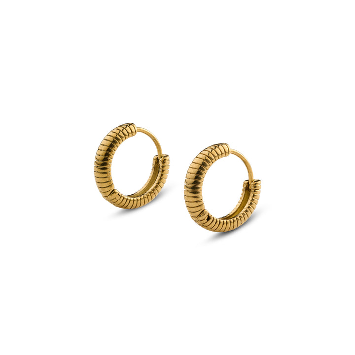 Vivia - Ribbed Hoop Earrings Stainless Steel