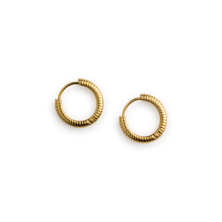 Vivia - Ribbed Hoop Earrings Stainless Steel