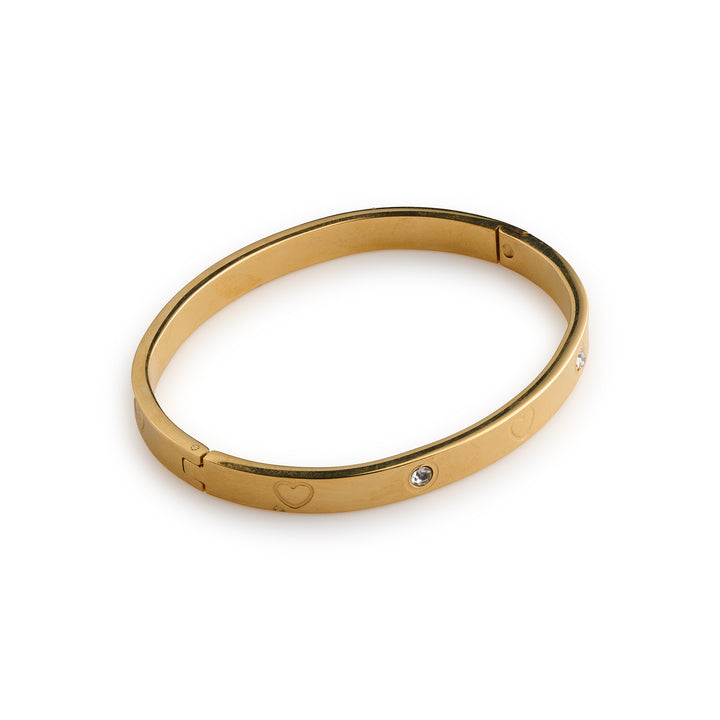 Gia - Bangle Armband Hjärta & Kristall Rostfritt Stål