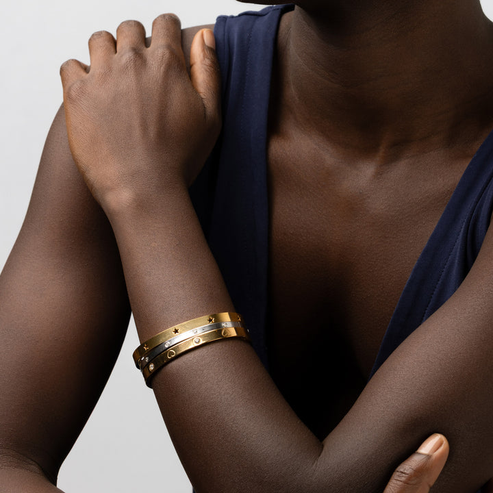 Gia - Bangle Armband Hjärta & Kristall Rostfritt Stål