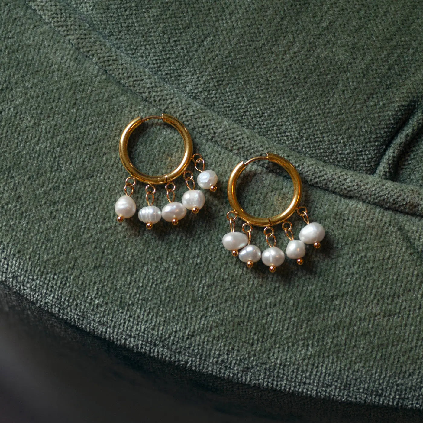 Estelle - Pearl Hoop Earrings