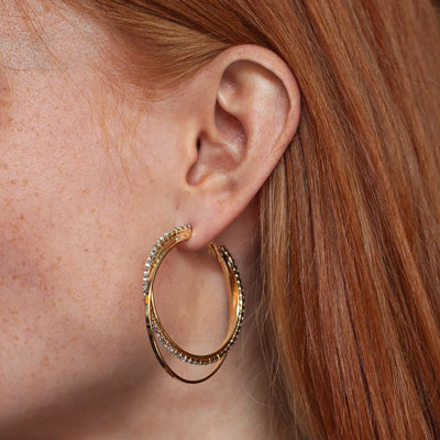 Selina - Layered Crystal Hoop Earrings