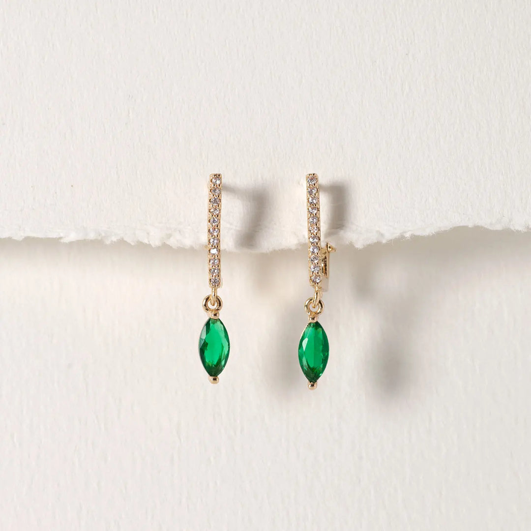 Amanda - Green Crystal Hoop Earrings