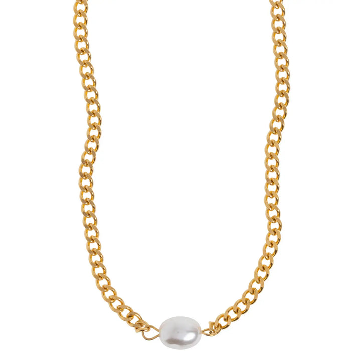 Estelle - Pearl Chain Necklace Stainless Steel