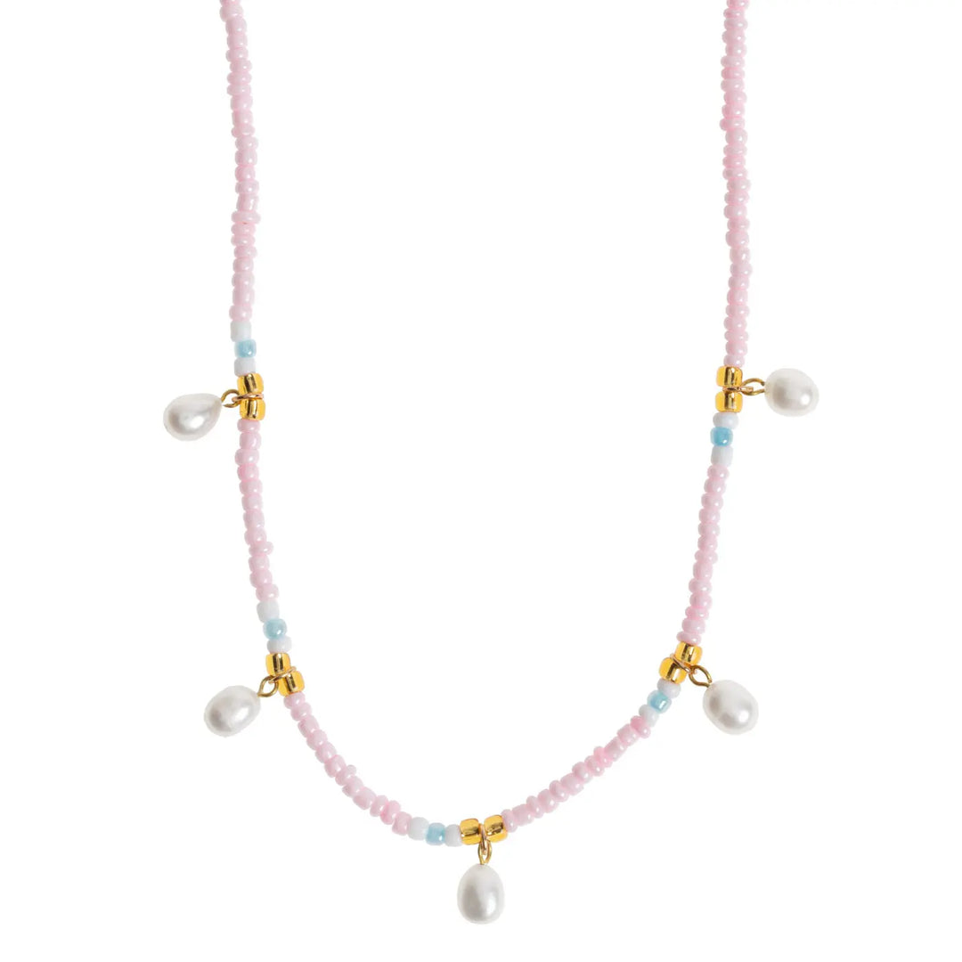 Fanny - Pearl and Colorful Bead Summer Necklace