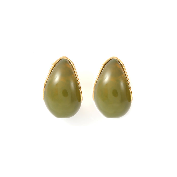 Carin - Green Resin Earrings Stainless Steel