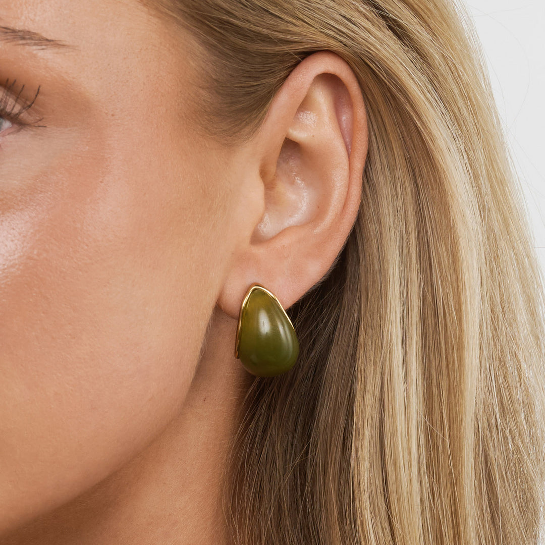 Carin - Green Resin Earrings Stainless Steel