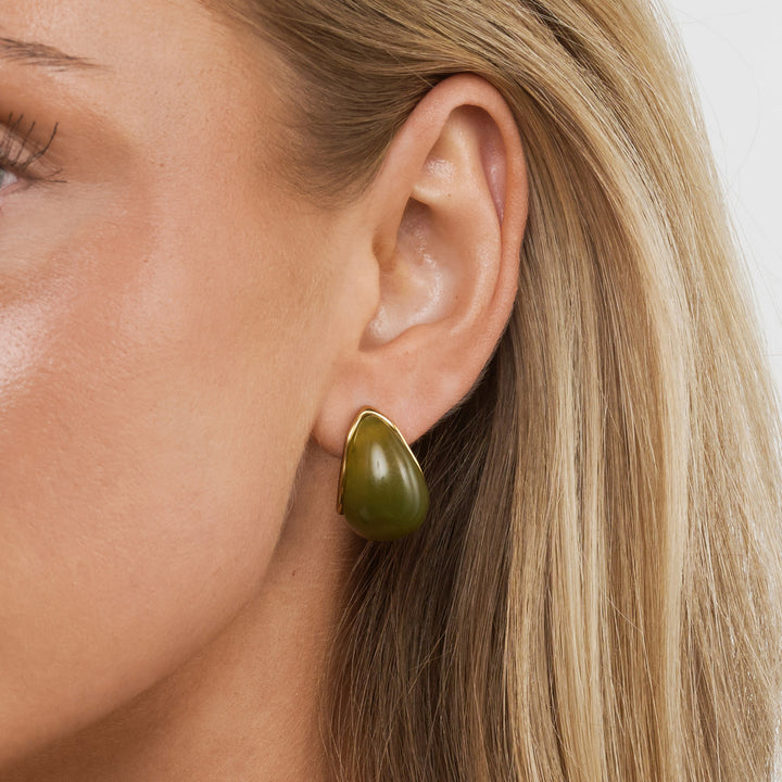 Carin - Green Resin Earrings Stainless Steel