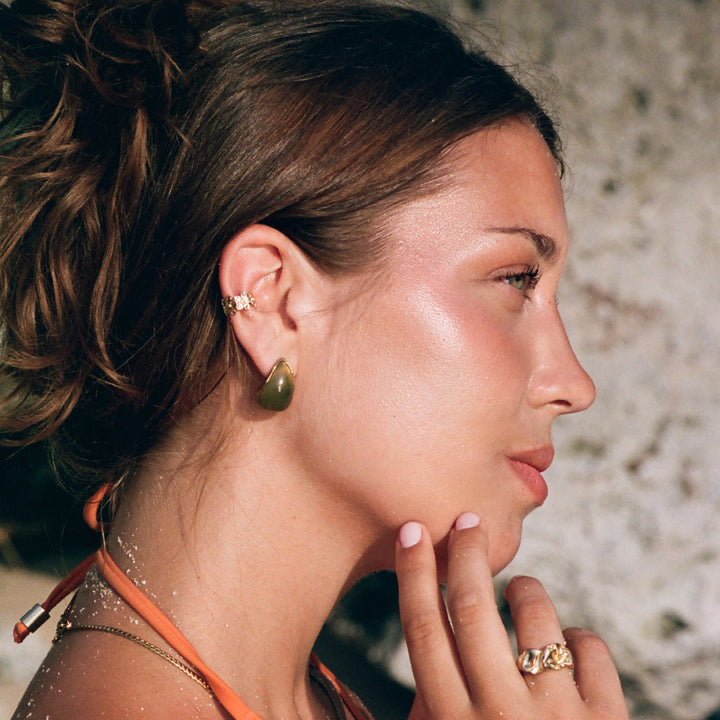Carin - Green Resin Earrings Stainless Steel