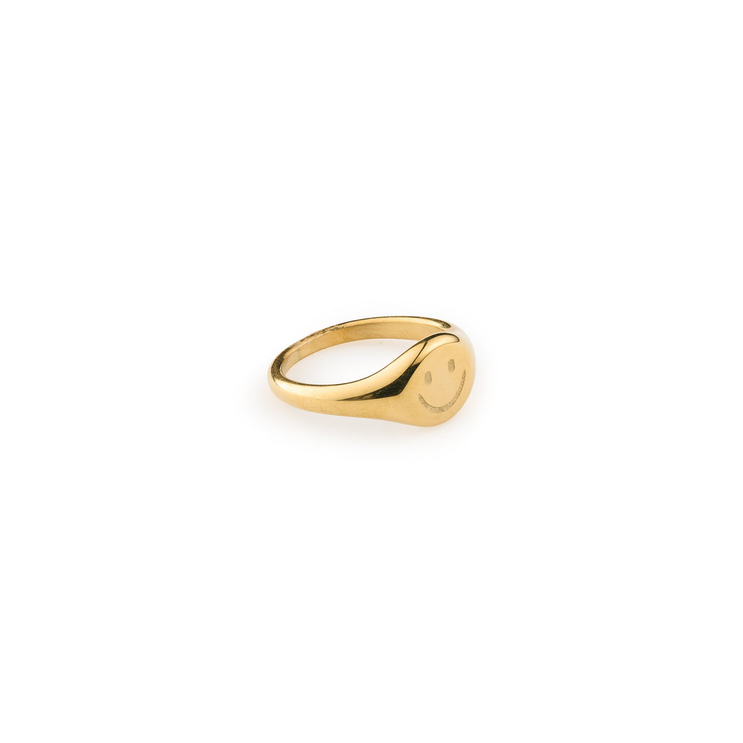 Dixie - Smiley Face Signet Ring Stainless Steel
