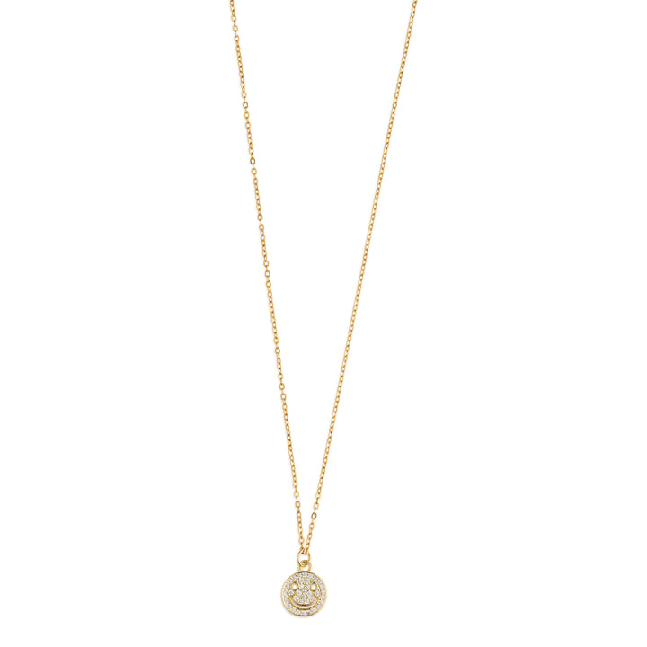 Lovely - Smiley Face Charm Dangling Necklace Gold