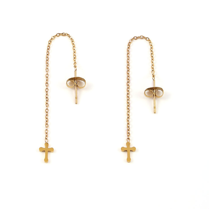 Kai - Cross Chain Earrings Stainless Steel