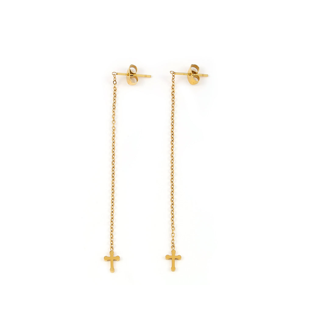 Kai - Cross Chain Earrings Stainless Steel
