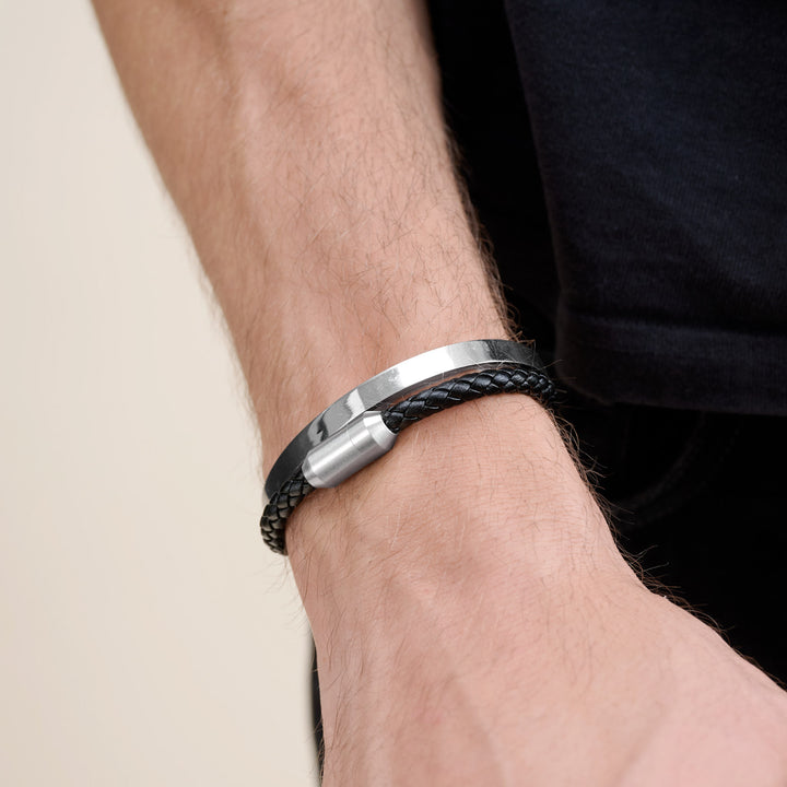 Oliver - Läderarmband Rostfritt Stål