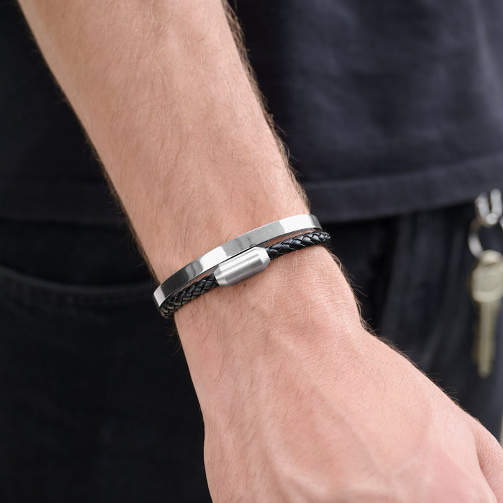 Oliver - Läderarmband Rostfritt Stål