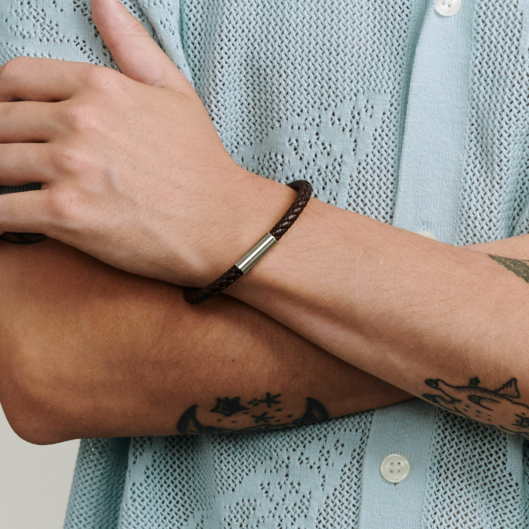 Oliver - Läderarmband Rostfritt Stål