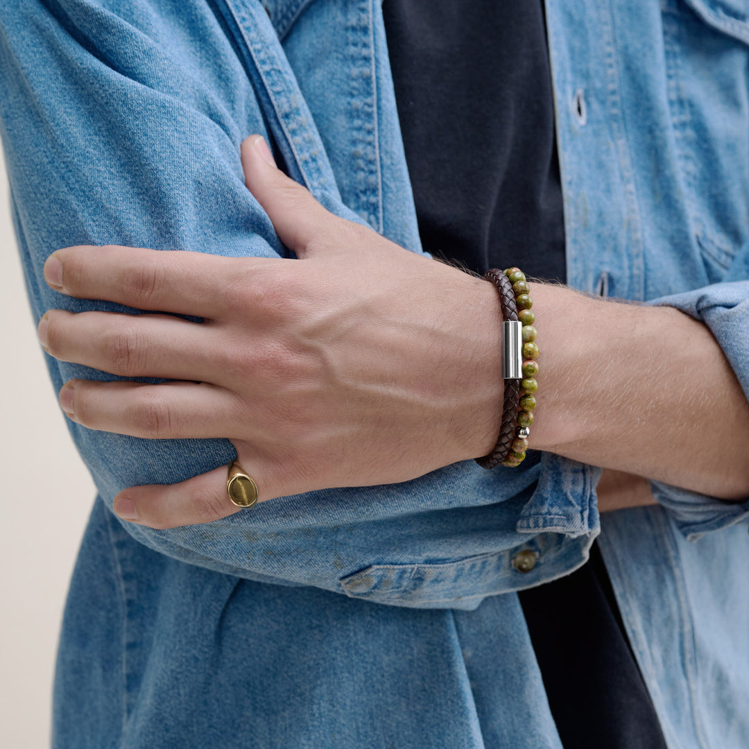 Oliver - Läderarmband Rostfritt Stål