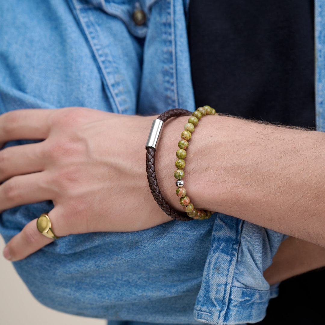 Oliver - Läderarmband Rostfritt Stål