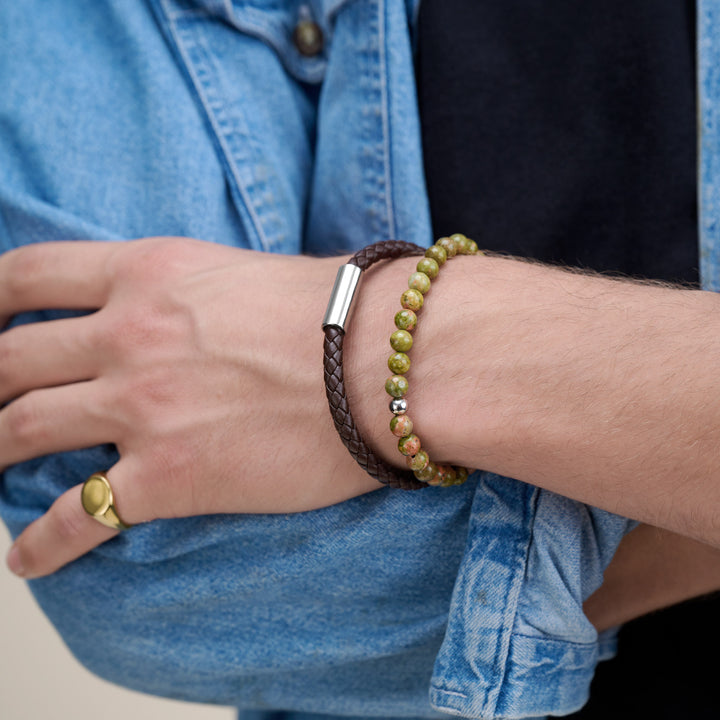 Oliver - Läderarmband Rostfritt Stål