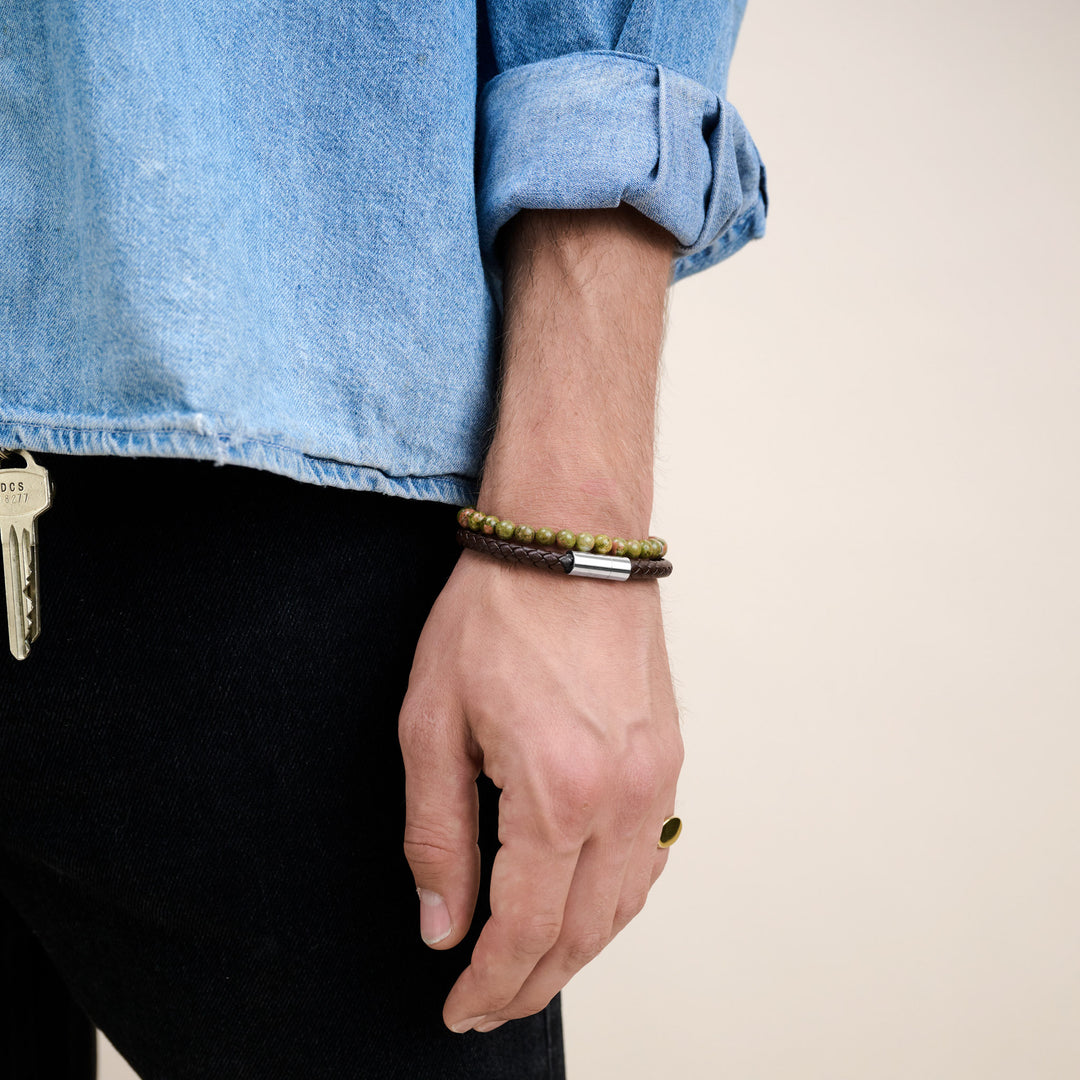 Oliver - Läderarmband Rostfritt Stål
