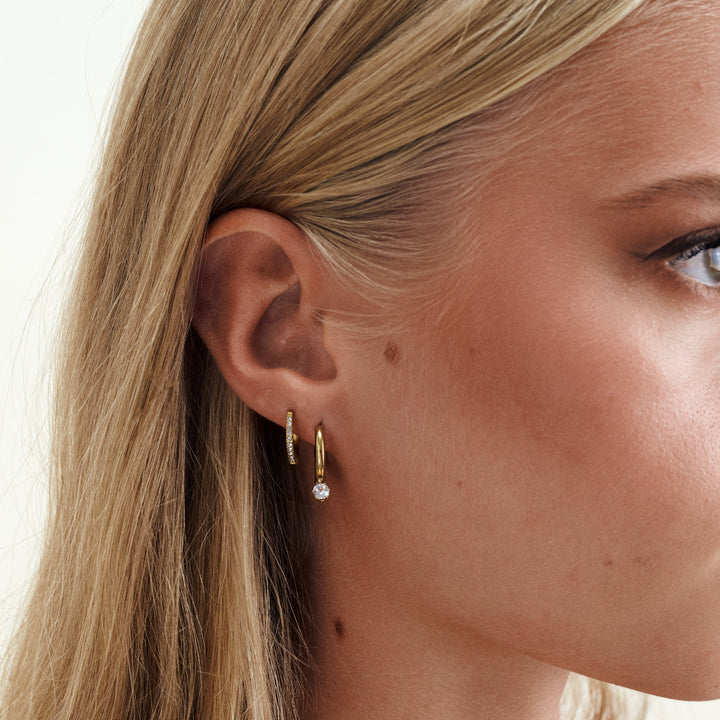 Oline - Hoops Örhängen Kristall Rostfritt Stål