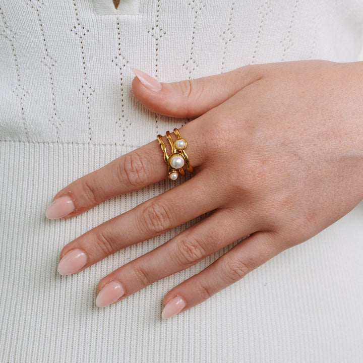 Jenina - Pärlring Rostfritt Stål