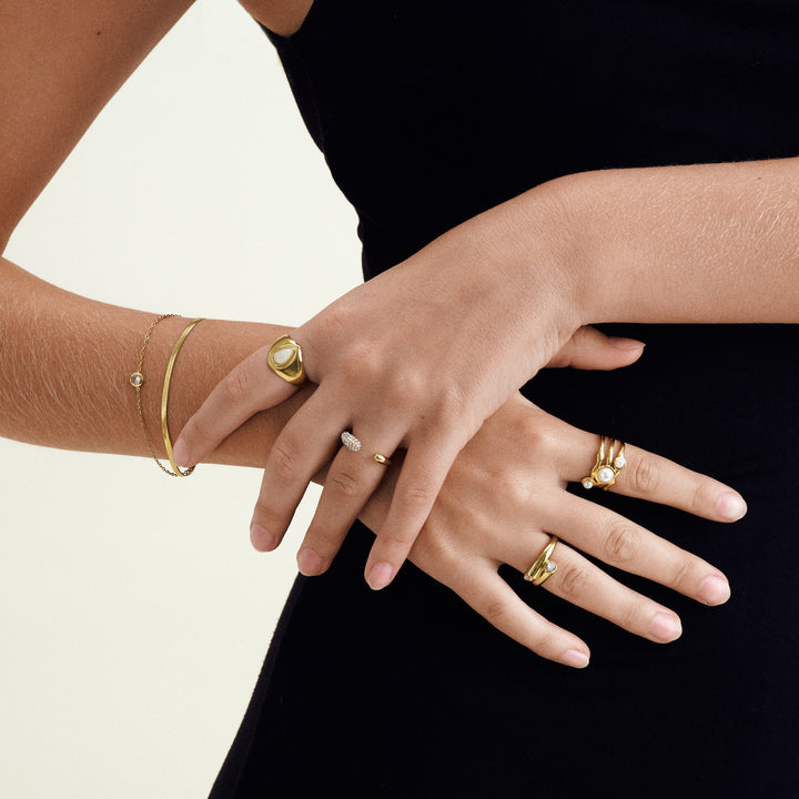 Tolouse - Öppen Kristallring Rostfritt Stål