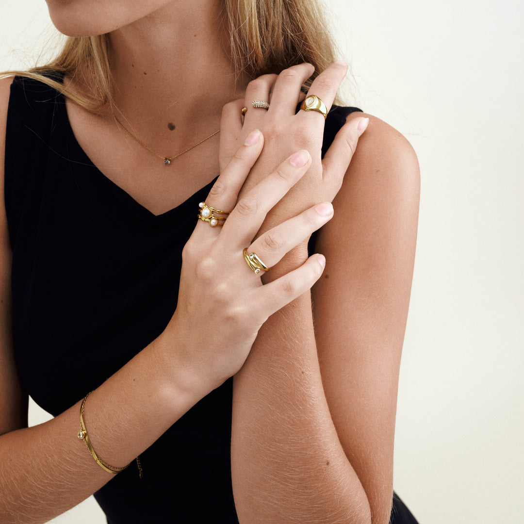 Tolouse - Öppen Kristallring Rostfritt Stål