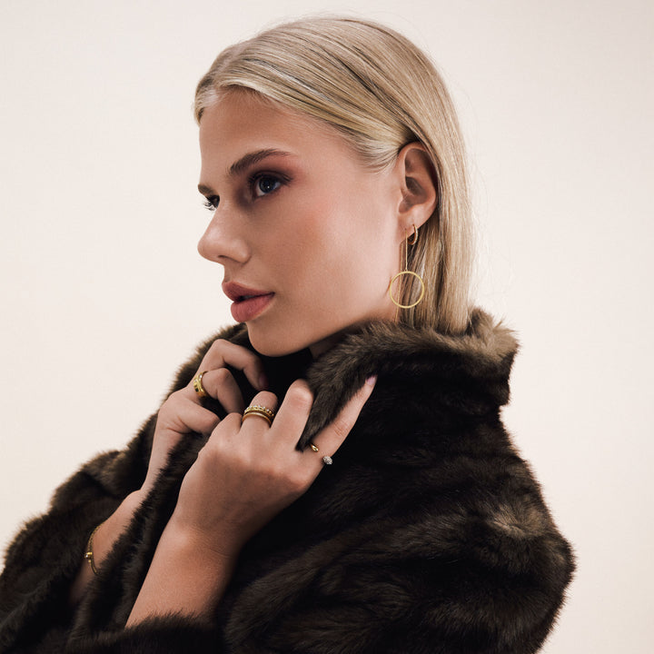 Tolouse - Öppen Kristallring Rostfritt Stål