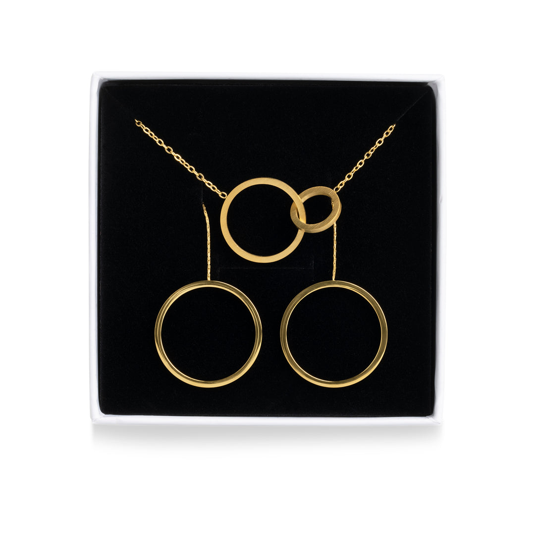 Cirkel Smyckeset Halsband & Örhängen Rostfritt Stål