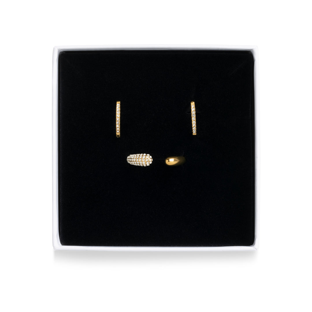 Kristall Smyckeset Örhängen & Ring Rostfritt Stål