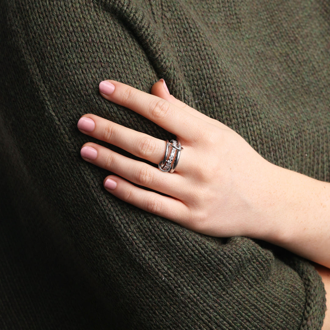 Ethel - Stacked Ring Crystal Stainless Steel