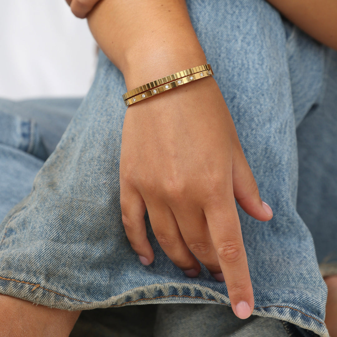 Meg - Crystal Bangle Bracelet Stainless Steel