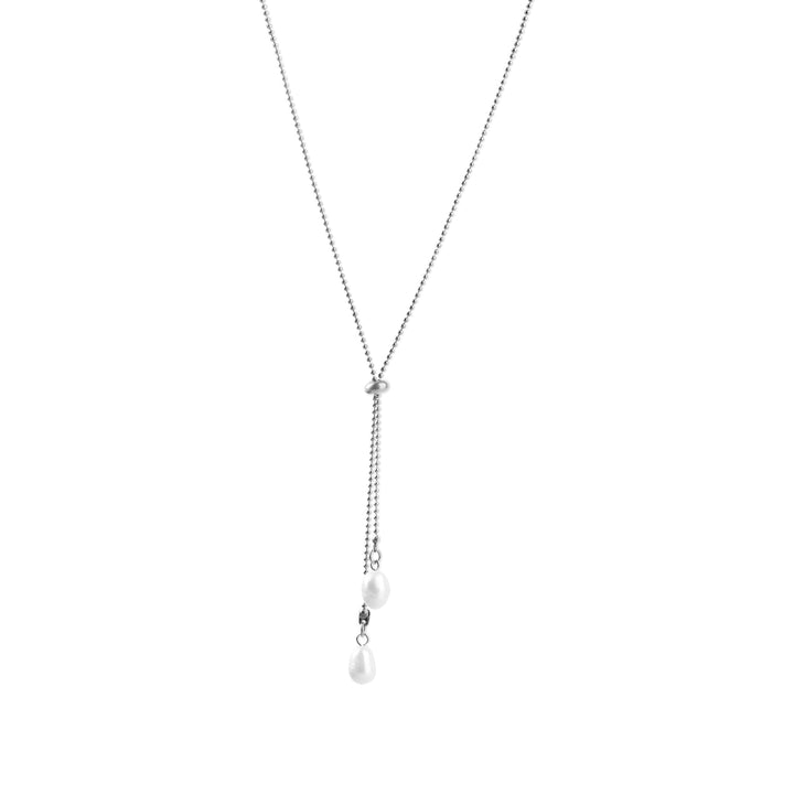 Barbro - Lariat Pearl Necklace Stainless Steel