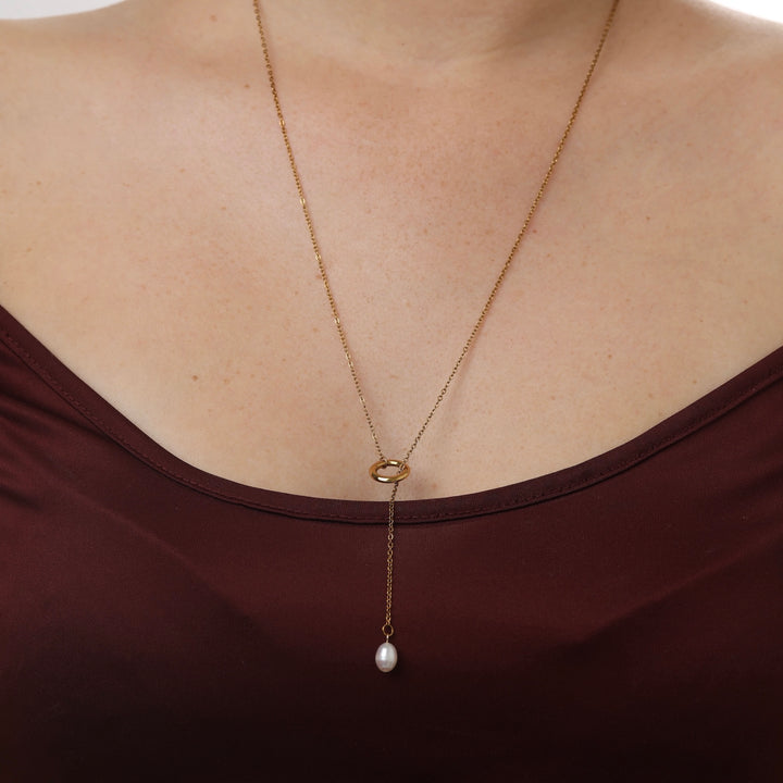 Boel - Lariat Pärlhalsband Rostfritt Stål