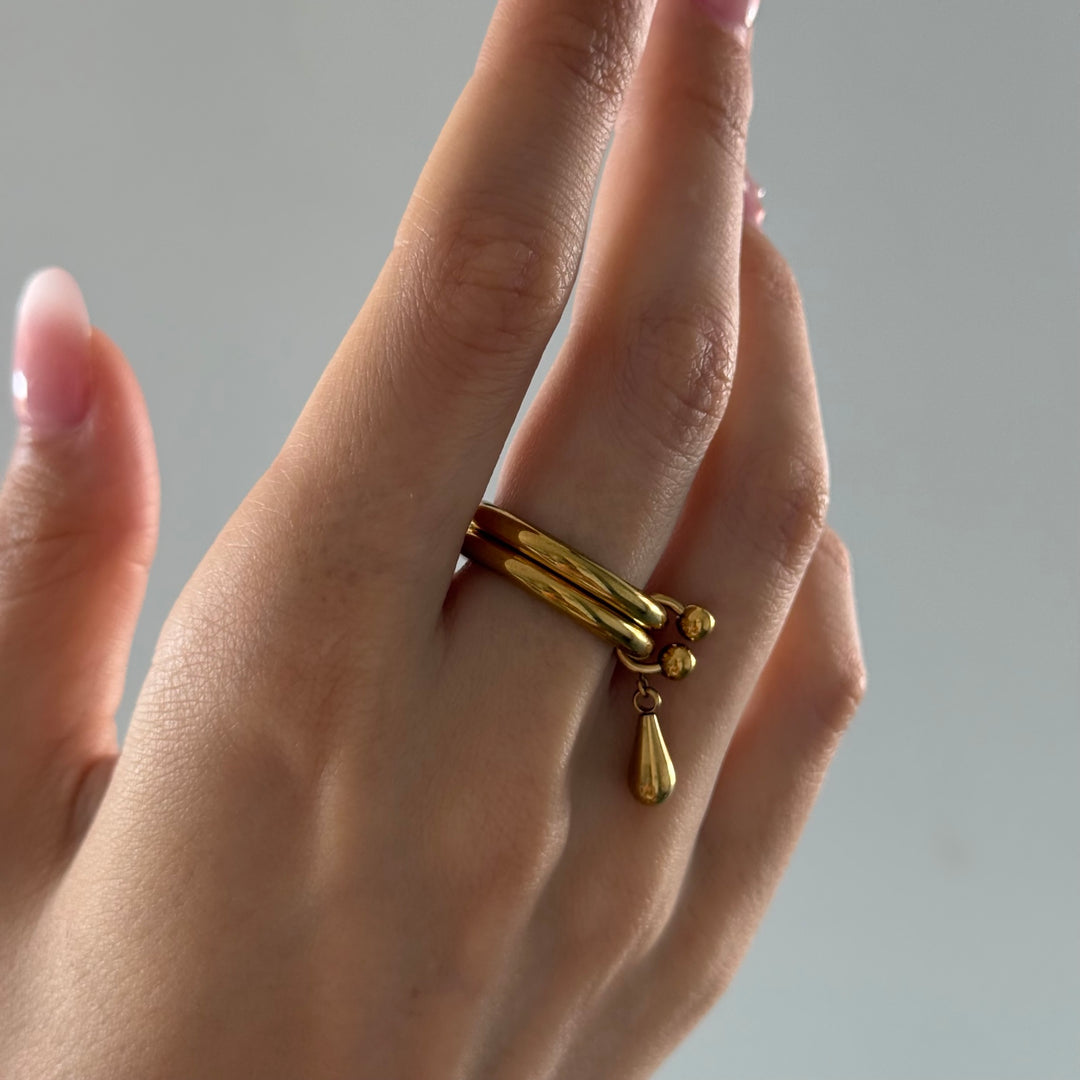 Storm – duo drop ring in stainless steel | Timi of Sweden