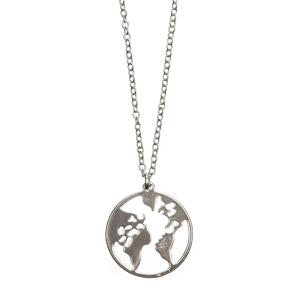 Long Necklace with Earth Pendant Silver