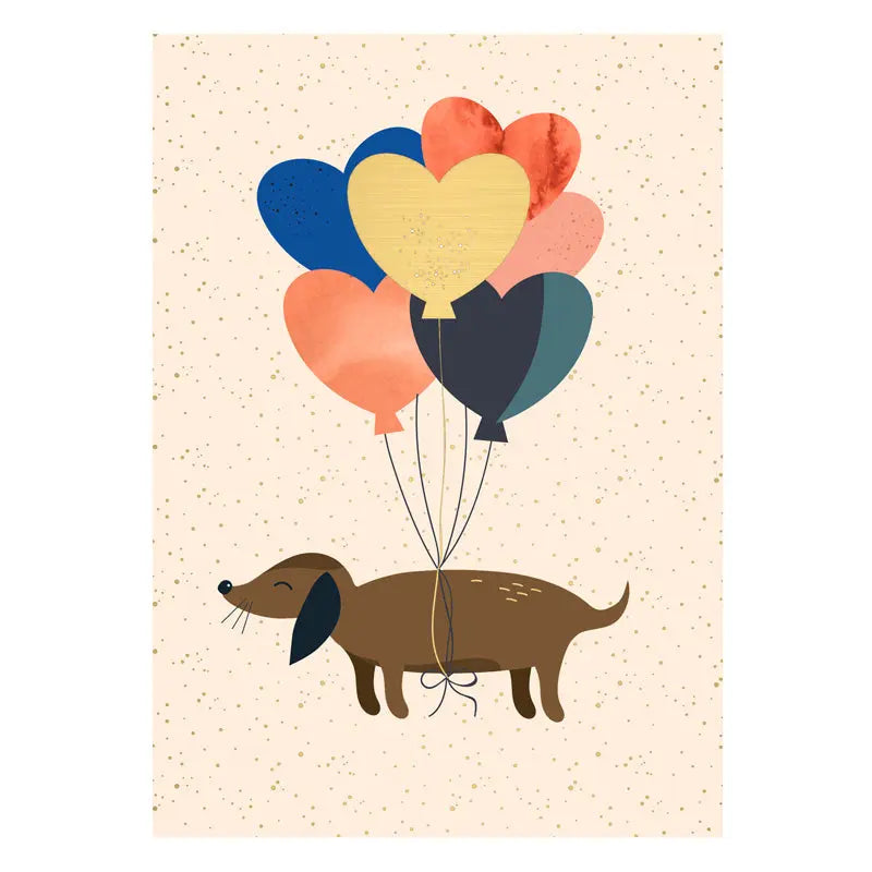 Dog & Balloons Postcard
