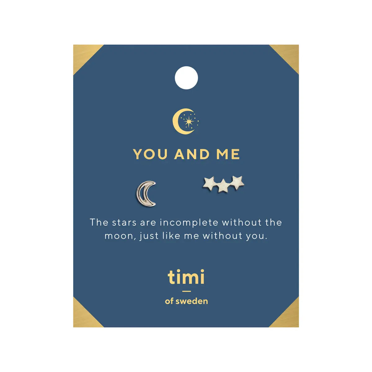 You and Me Moon and 3 Star Earrings Silver