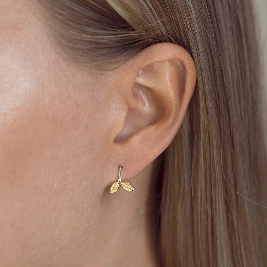 Delicate leaf earrings Gold