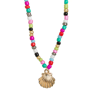 Mermaid Shell and Beads Necklace Gold