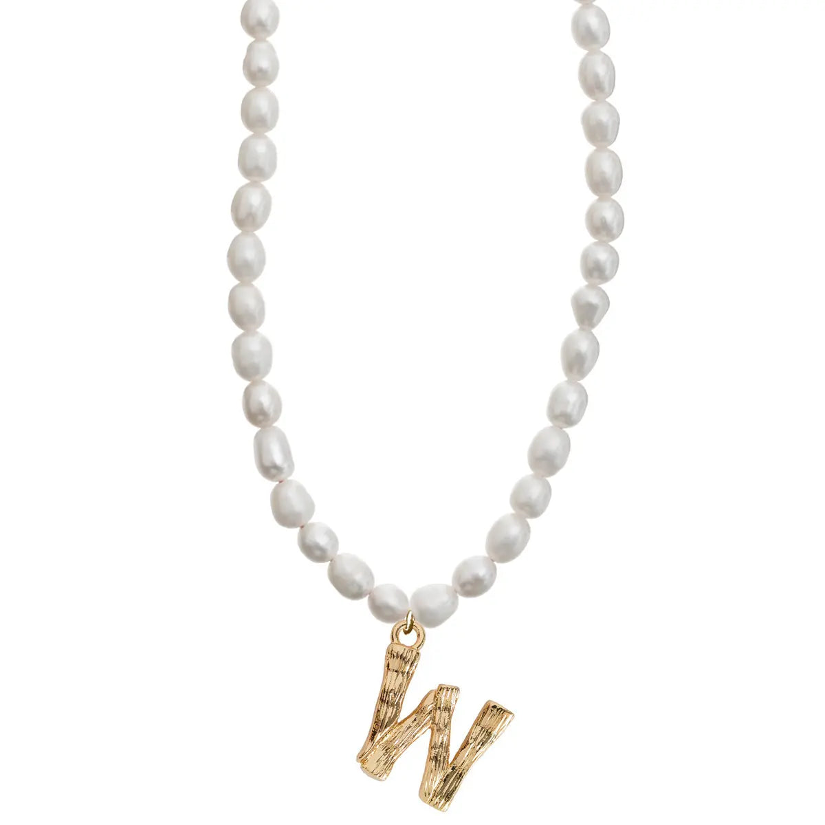 Pearl and Bamboo Letter Necklace W