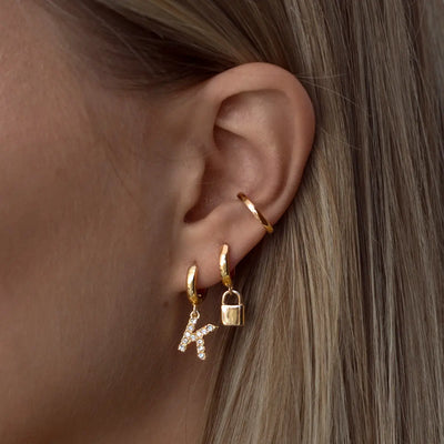 small lock hoop earrings Gold