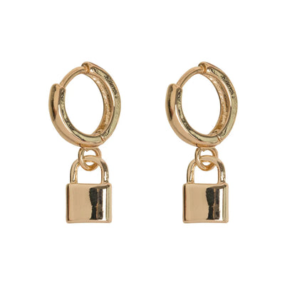 small lock hoop earrings Gold