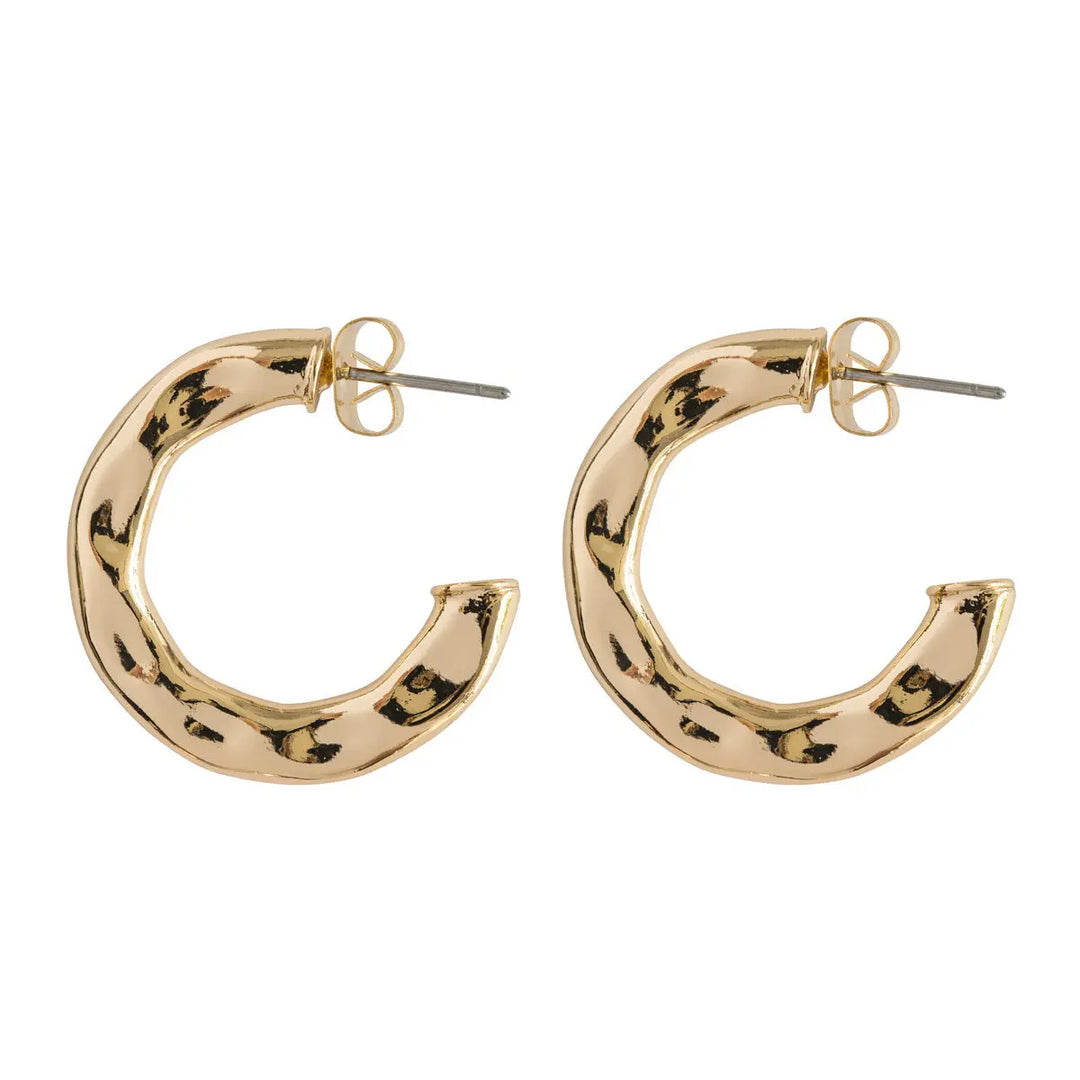 Flat hammered hoop earrings