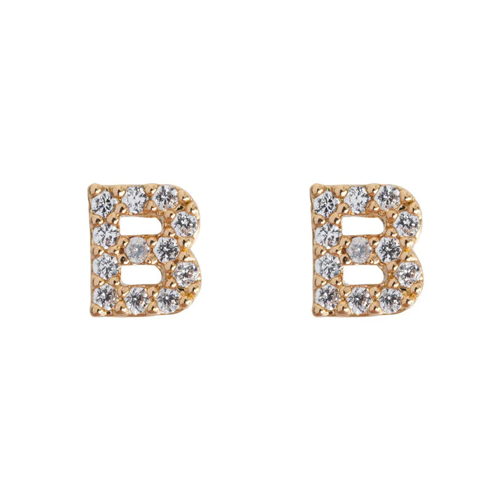 Petite chrystal letter stud earring B