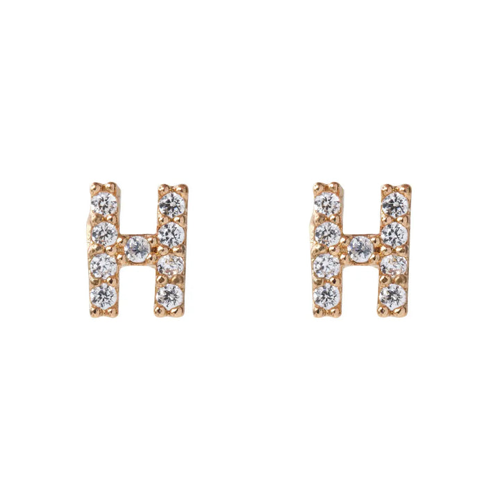 Petite chrystal letter stud earring H