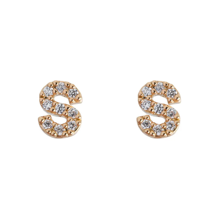 Petite chrystal letter stud earring S